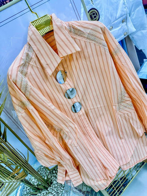 Sky Oversized Striped Shirt