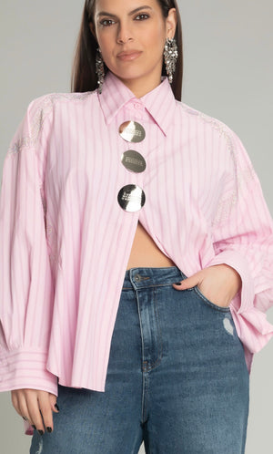 Sky Oversized Striped Shirt