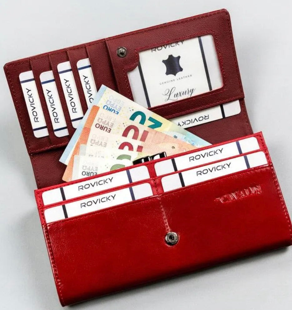 Cavaldi Burgundy Leather Wallet With Crocodile Pattern