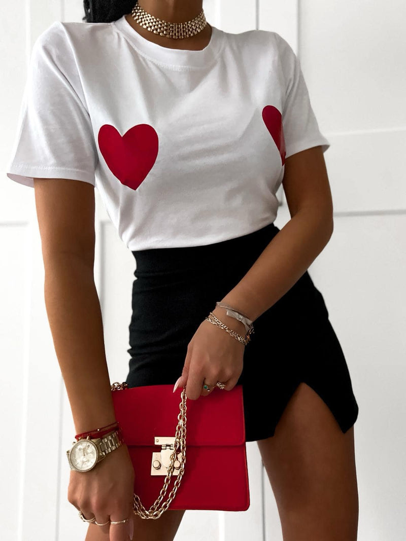 Love T-Shirt With Red Hearts