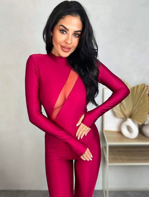 Jumpsuit With Mesh Cut-Out
