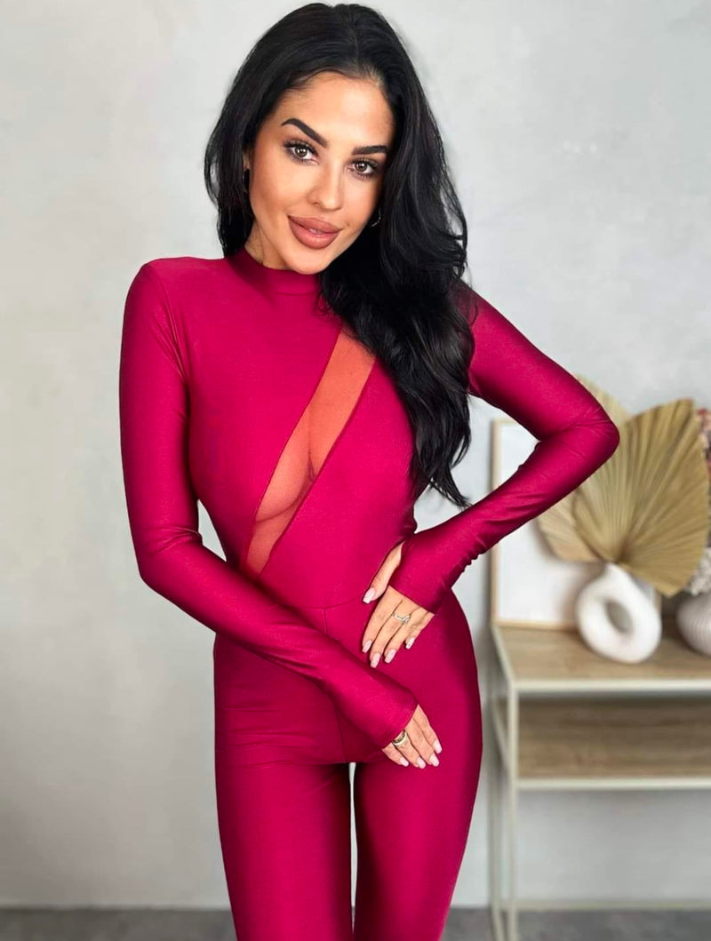 Jumpsuit With Mesh Cut-Out