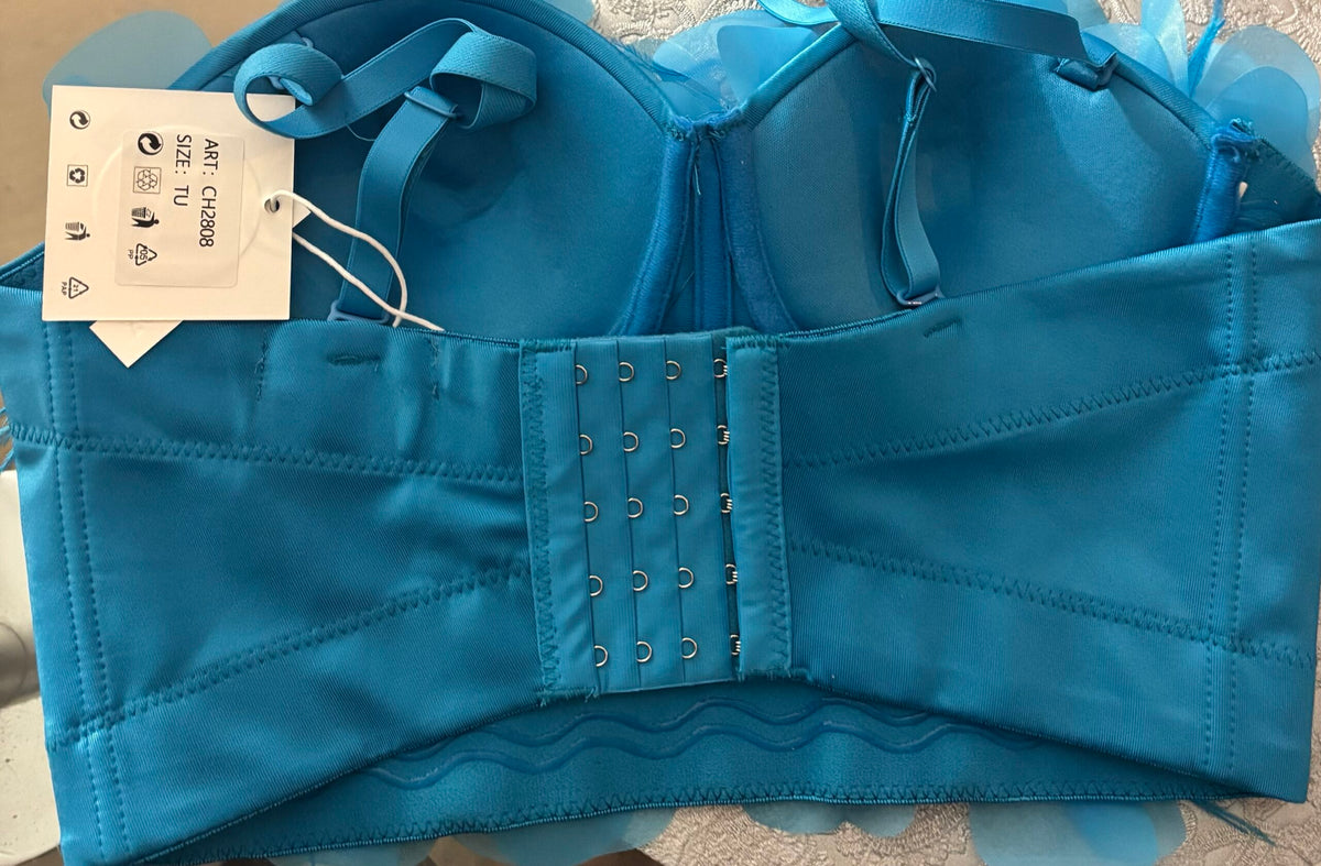 Blue 3D Strappy Top With Hook Fastening