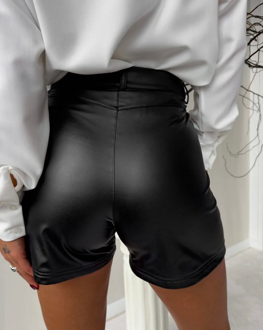 By Me Icon Black Faux Leather Skort