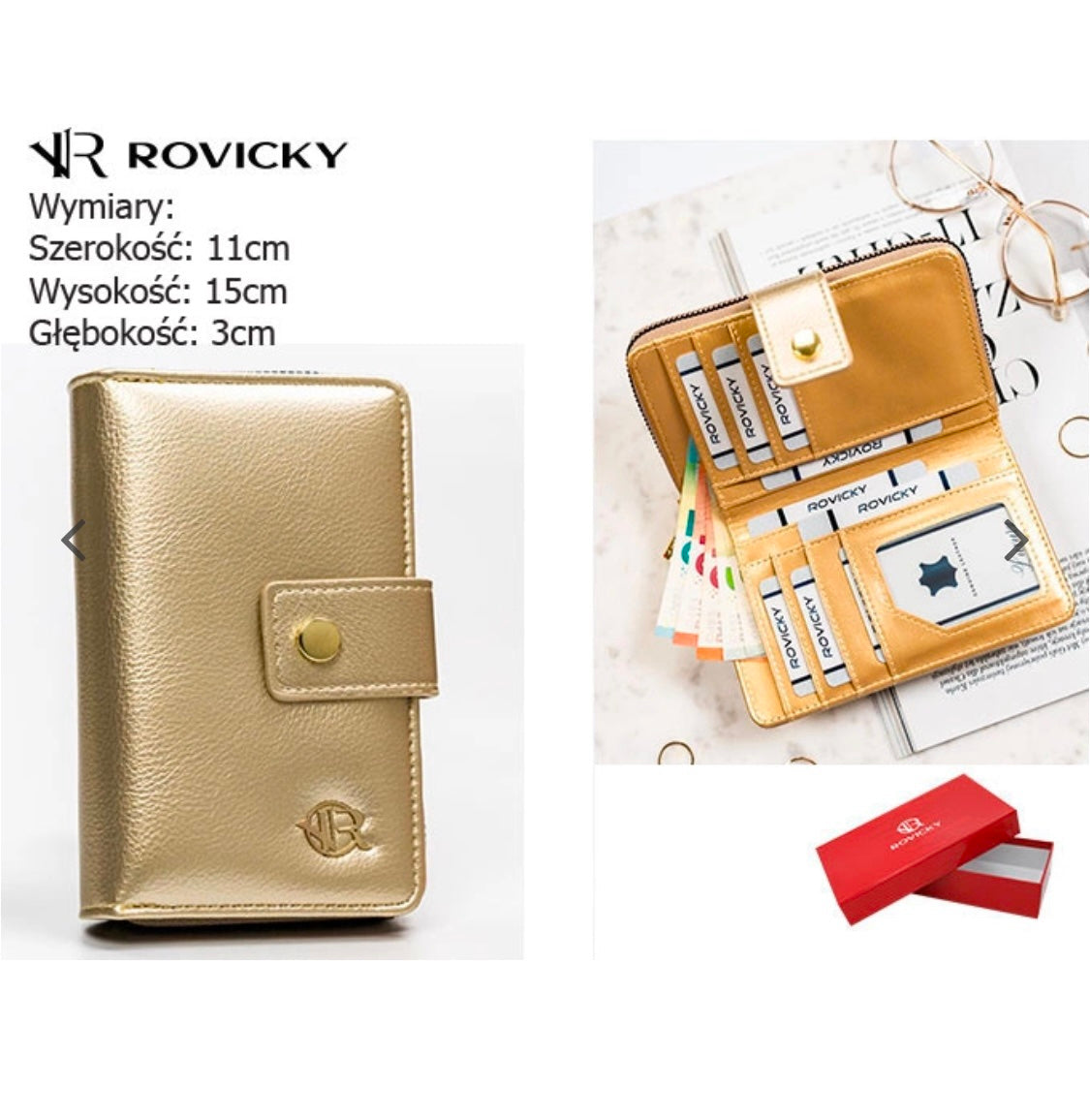 Rovicky Large Gold Vertical Faux Leather Wallet
