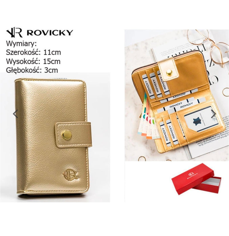 Rovicky Large Gold Vertical Faux Leather Wallet