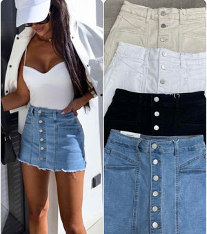 Glamour Buttoned Denim Skort