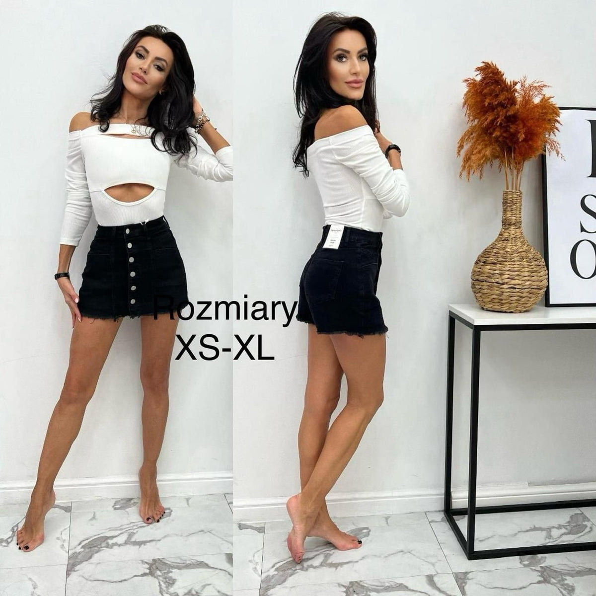 Glamour Buttoned Denim Skort