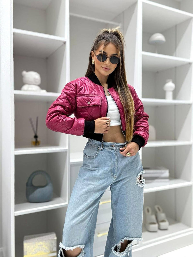 Milagro Transitional Bomber Jacket in Fuchsia