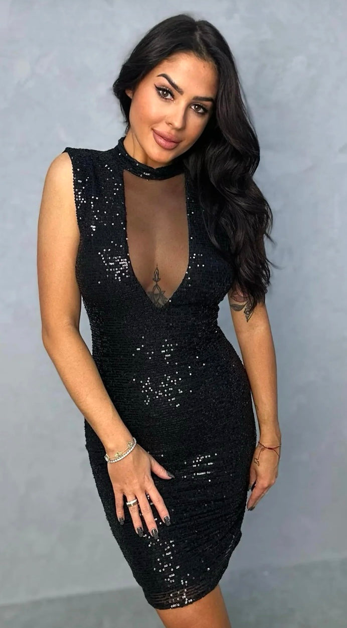 Sequin Dress With Choker
