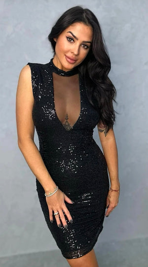 Sequin Dress With Choker