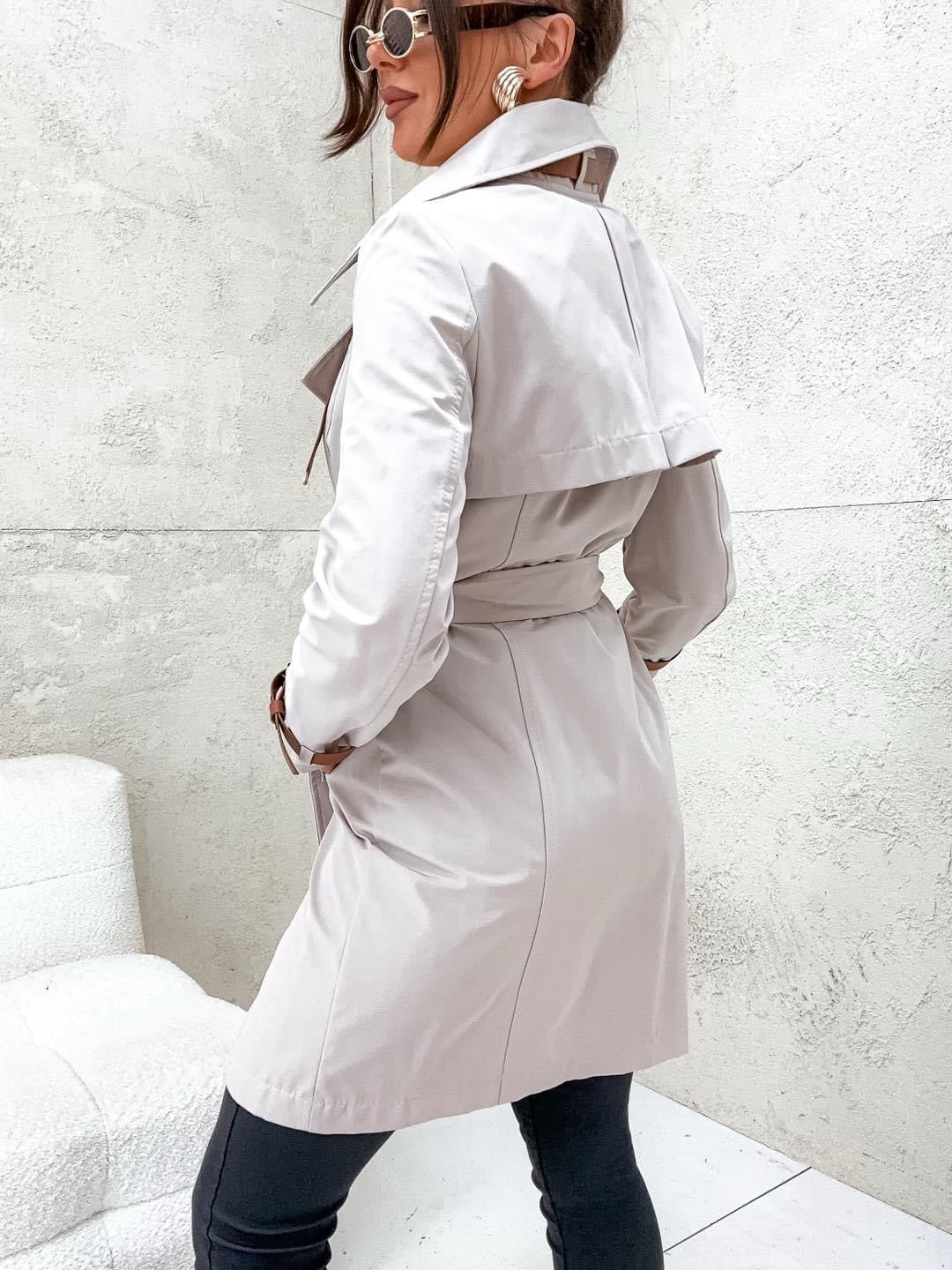 Stay Here Trench Coat With Leather Accents