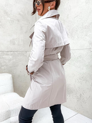 Stay Here Trench Coat With Leather Accents