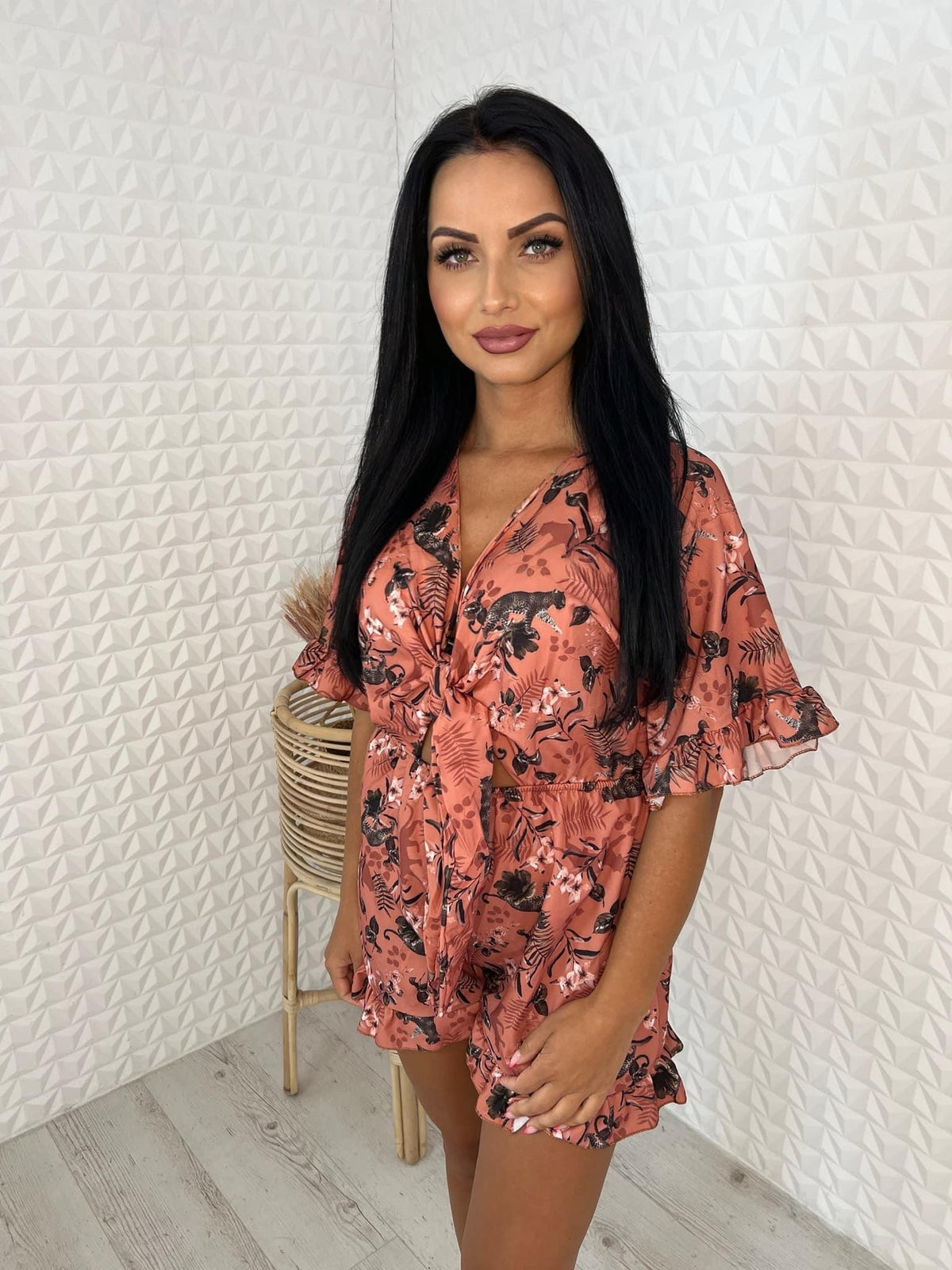 Women's Summer Jumpsuit With Tie and Cut-Out