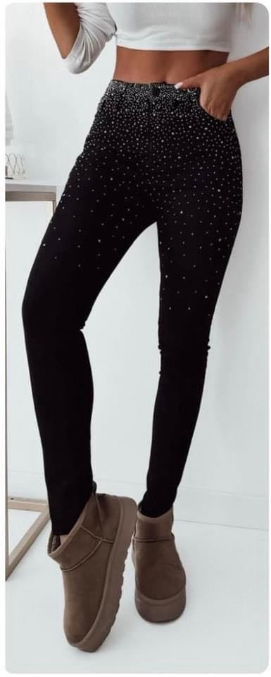 M.Sara Black Jeans With Sequins