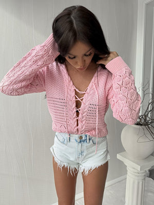 Tie-Front Cotton Jumper in Candy Colours