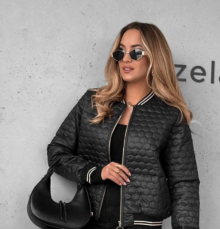 Cropped Quilted Bomber Jacket