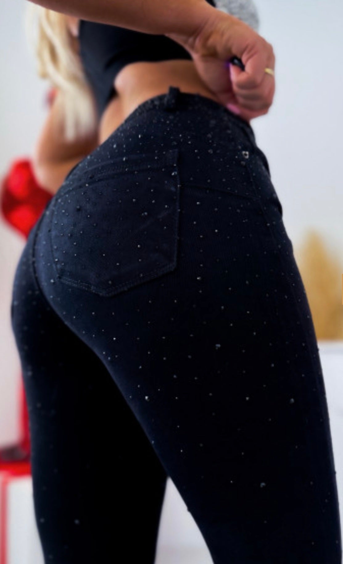 M.Sara Black Jeans With Sequins