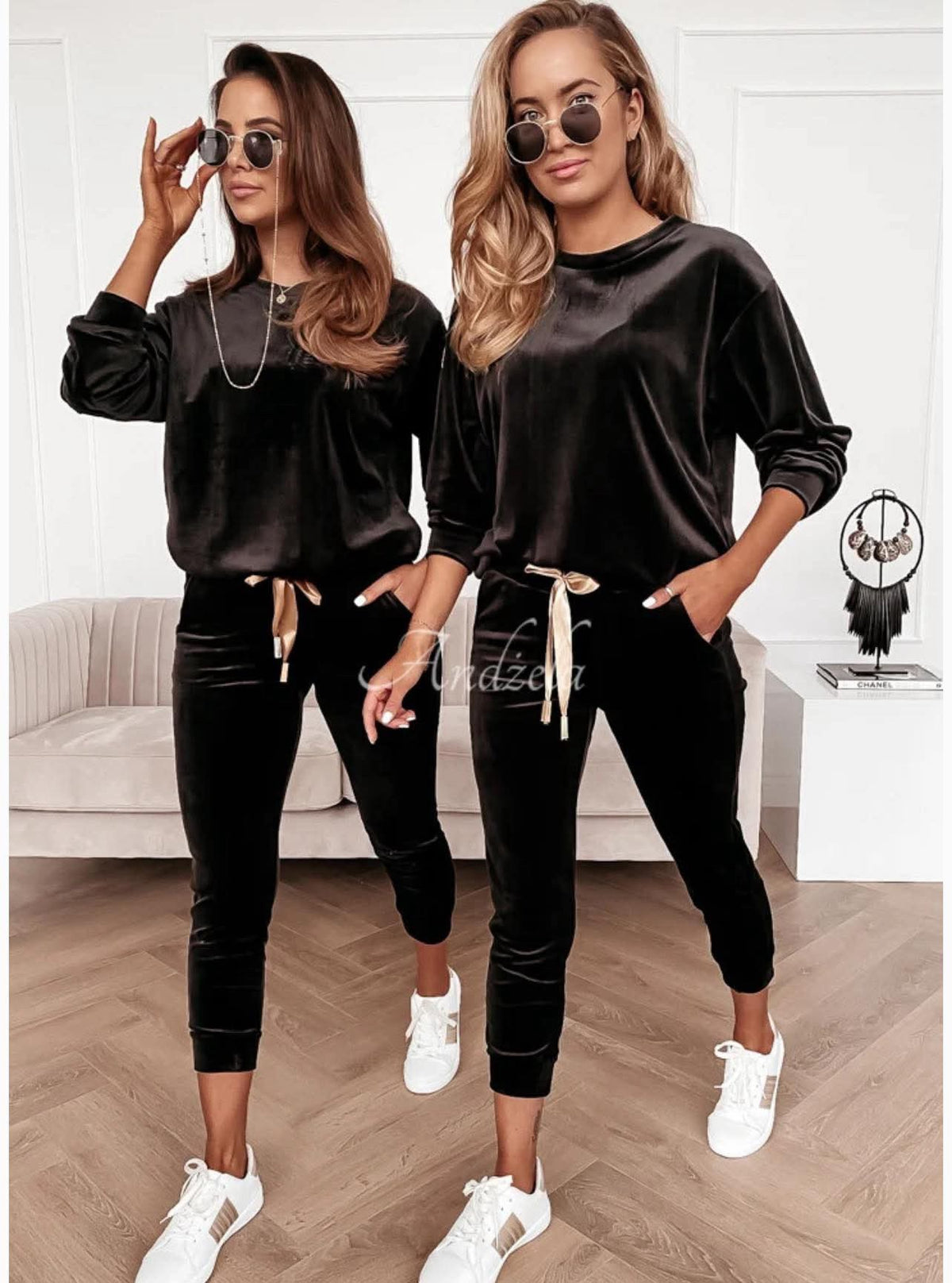 La Blanche Velour Tracksuit With Decorative Details