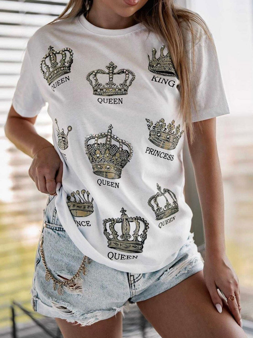 Queen & King White Cotton T-Shirt