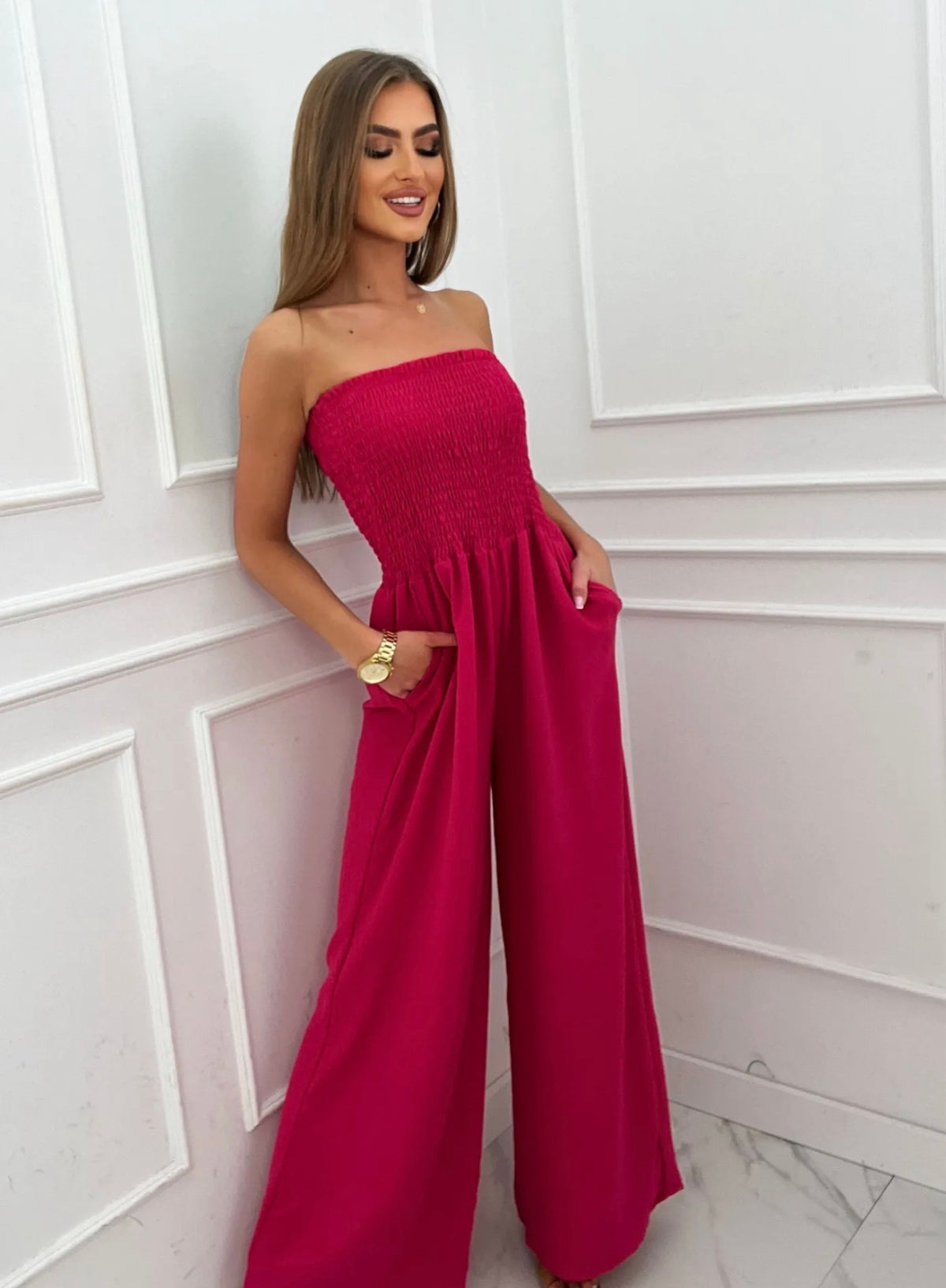 Wide-Leg Jumpsuit With Corset Bodice