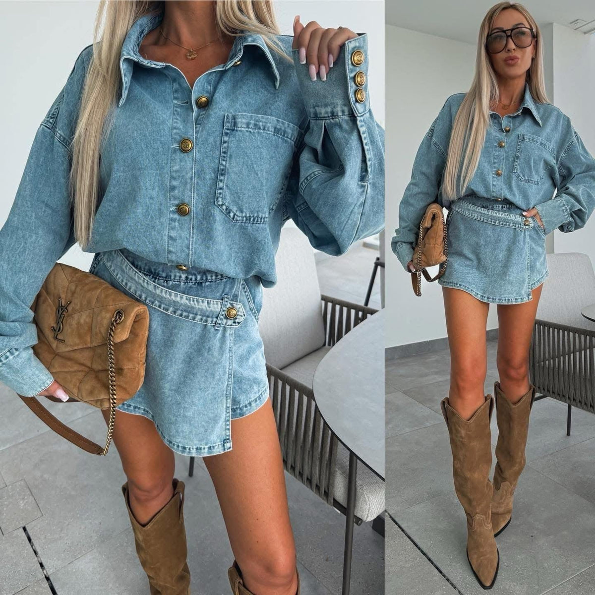 Denim Set - Shirt and Skort