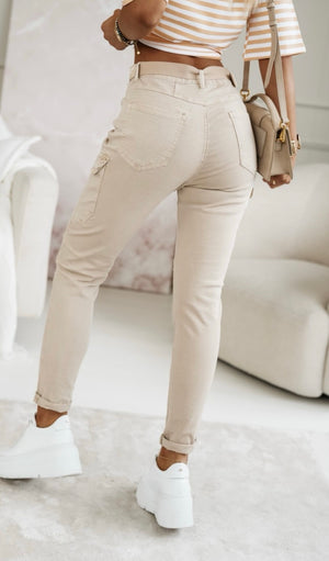 Cotton Cargo Trousers With Belt