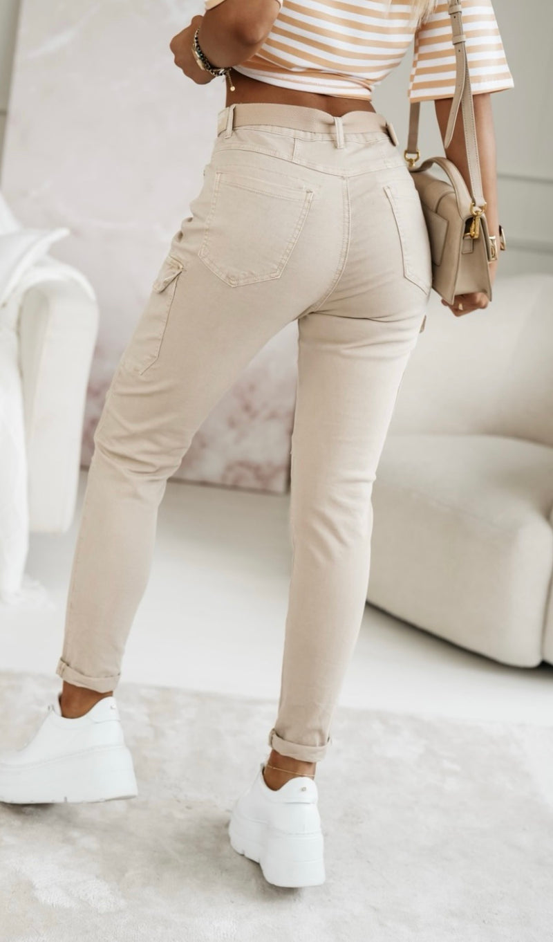 Cotton Cargo Trousers With Belt