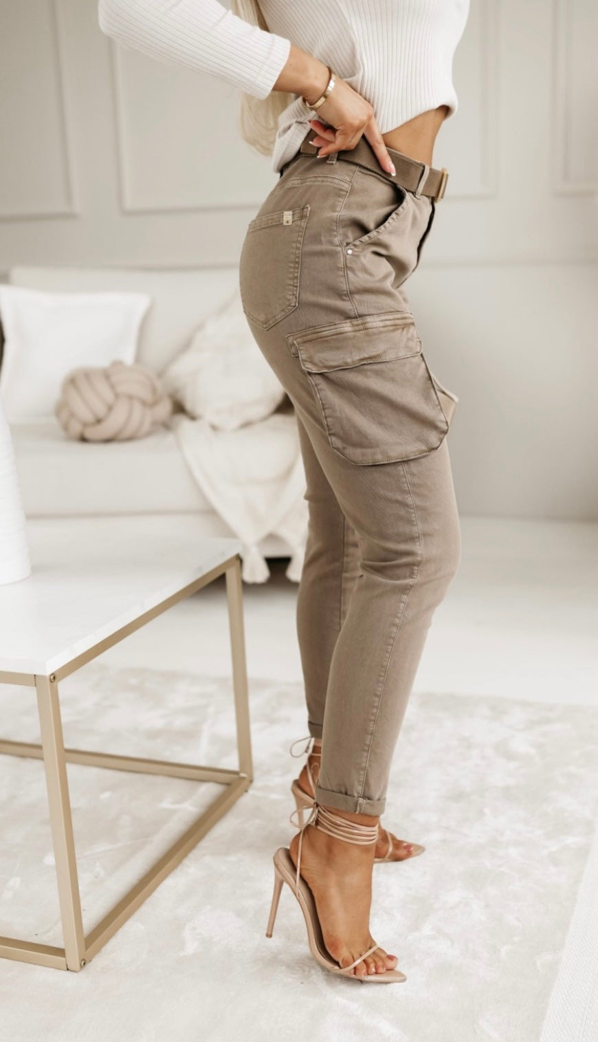 Cotton Cargo Trousers With Belt