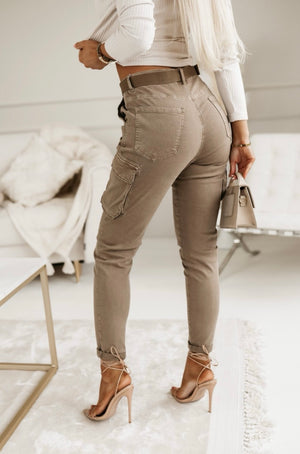 Cotton Cargo Trousers With Belt