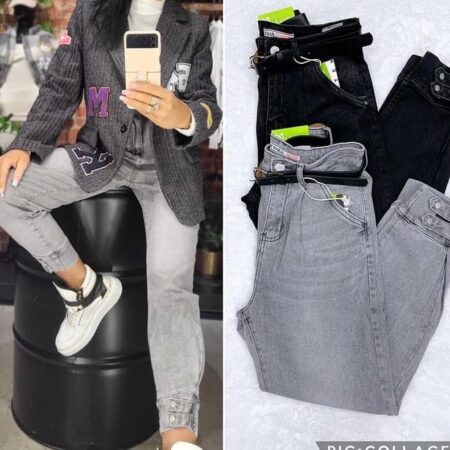 M.SARA JEANS BOYFRIEND SZARE Z PASKIEM BF203-EP