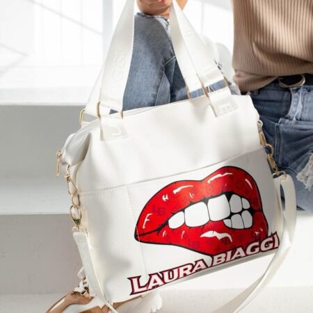 "TOREBKA SHOPPER LAURA BIAGGI Z USTAMI - BIAŁA ELEGANCJA W TWOIM STYLU"