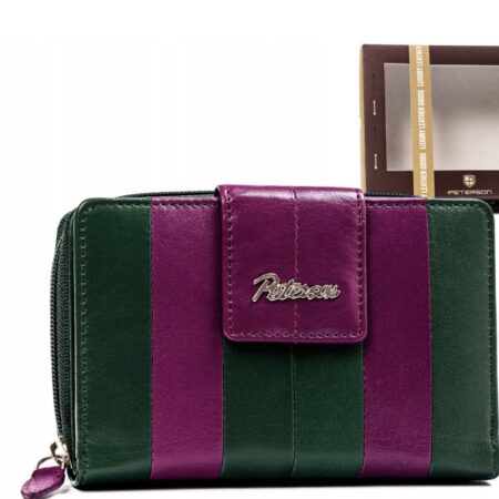 Luksusowy Skórzany Portfel Damski Peterson RFID STOP | Pojemny na Dowód Rejestracyjny | Zapięcie na Zatrzask