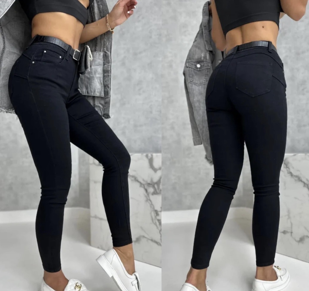 Spodnie Jeansy Damskie Skinny M.Sara – Model S2096 (Push Up, Czarne)
