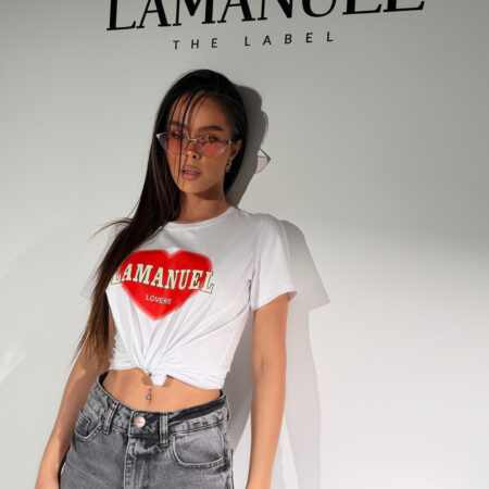 Tshirt LOVERS biały/koral